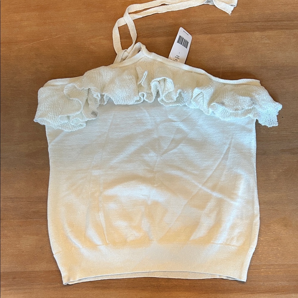 bebe Cream Off-Shoulder Crop Top NWT